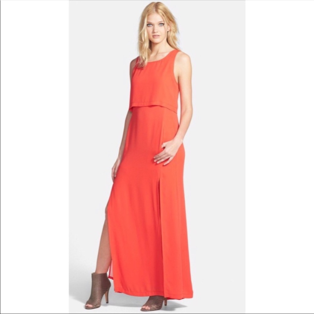 Tildon Nordstrom Orange Cutout Back Maxi Dress